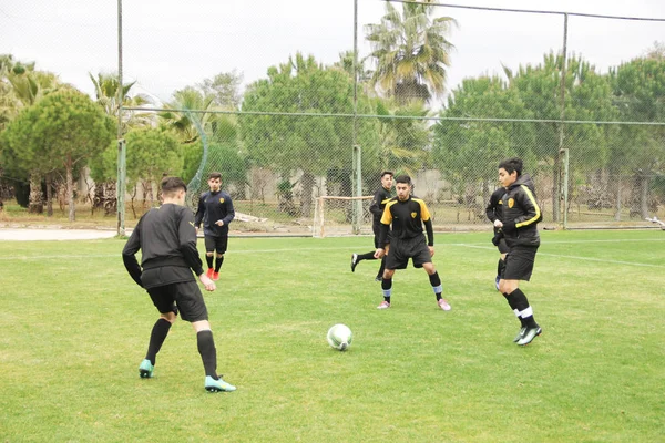 Antalya Türkiye Aralık 2018 Açık Bir Stadyumda Futbolcular Için Bir — Stok fotoğraf