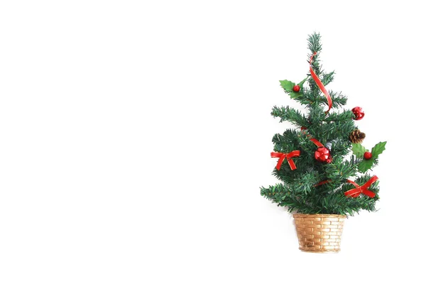 Green Christmas Tree Multi Colored Shiny Toys Balls Holiday New — Stock Photo, Image