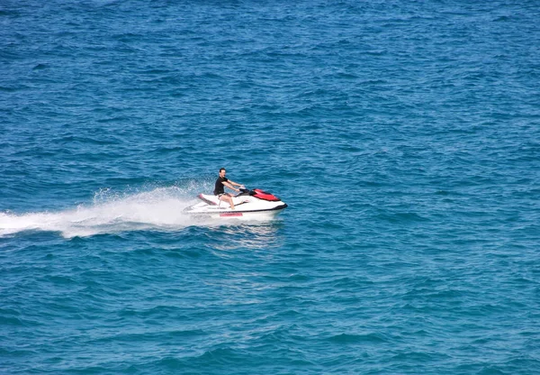 Antalya Turkey May 2020 Man Drives Jet Ski Waves Blue — Stock Photo, Image