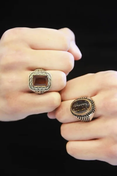 men's jewelry silver ring with a brown stone sultanit