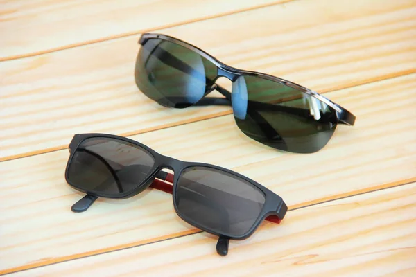 Óculos Sol Masculinos Com Molduras Plástico Preto — Fotografia de Stock