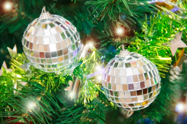 Bolas Brillantes Los Juguetes Navidad Árbol — Foto de Stock