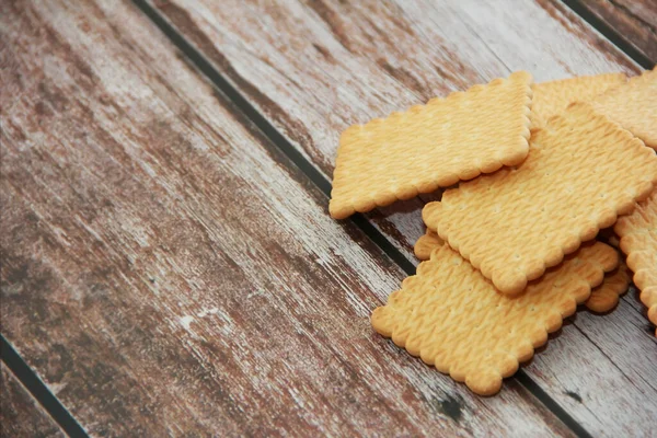 Biscotti Secchi Commestibili Quadrati Piatto Decorativo — Foto Stock