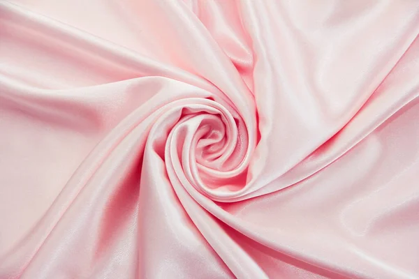 Textura Tecido Cetim Rosa Com Pregas Decorativas — Fotografia de Stock