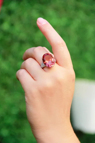 Women Jewelry Ring Precious Stone — Stock Photo, Image