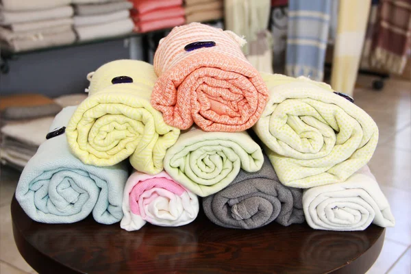 Antalya Turkey June 2020 Multicolored Cotton Bath Towels Ornaments — Stock Photo, Image