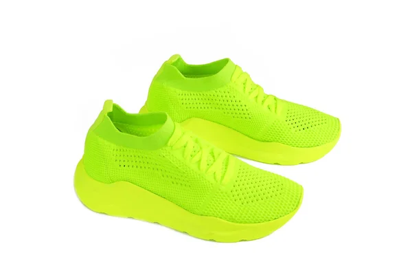 Sportgroene Sneakers Met Veters — Stockfoto