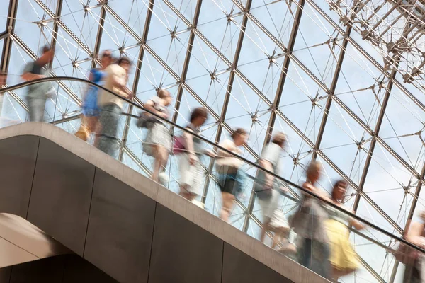 Gente Escaleras Mecánicas Hora Punta Desenfoque Movimiento —  Fotos de Stock