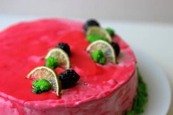 Torta Con Fragole Panna — Foto Stock