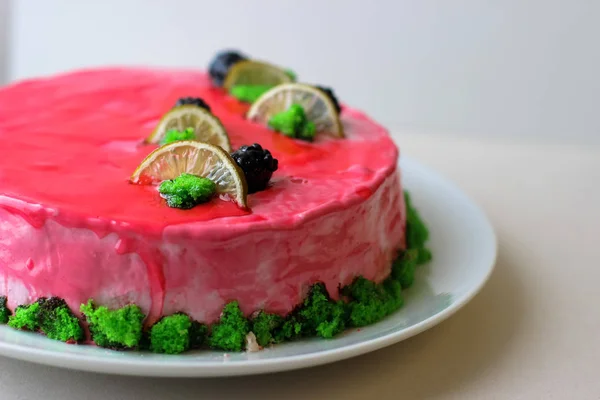 Torta Con Fragole Panna — Foto Stock