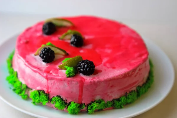 Torta Con Fragole Panna — Foto Stock