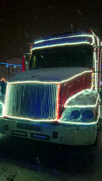 Ternopil Ukraina Januari 2019 Besök Coca Cola Julen Lastbil Ternopil — Stockfoto