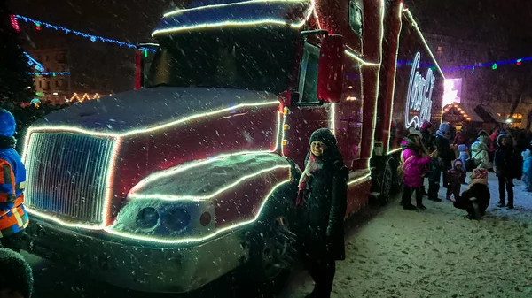 Ternopil Ukrayna Ocak 2019 Coca Cola Noel Kamyon Ternopil Uzun — Stok fotoğraf