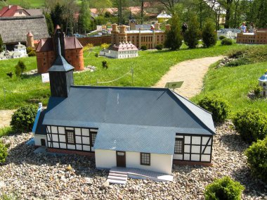 Strysza Buda (Mirachowo), Polonya - 03 Mayıs 2014: Kaszubski minyatür Parkı. Maketi