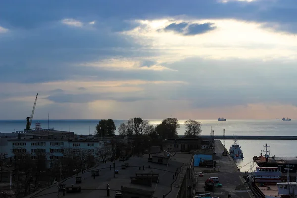 Gdynia Polandia Mei 2014 Pemandangan Dermaga Pagi Hari — Stok Foto