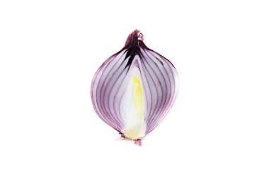 Beyaz arkaplanda kırmızı soğan ampulü izole edildi