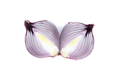 Beyaz arkaplanda kırmızı soğan ampulü izole edildi