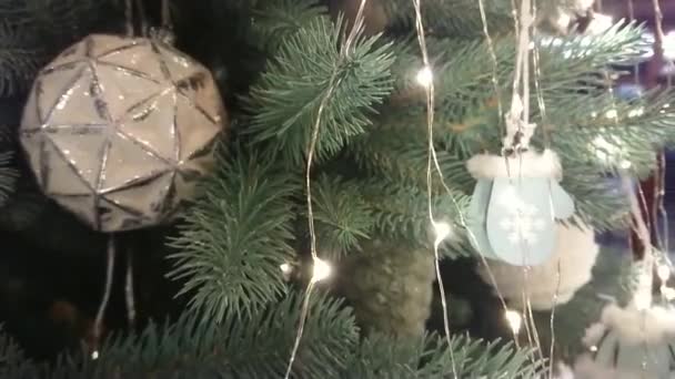 Los Adornos Navidad Las Luces Árbol Navidad Video de stock libre de derechos