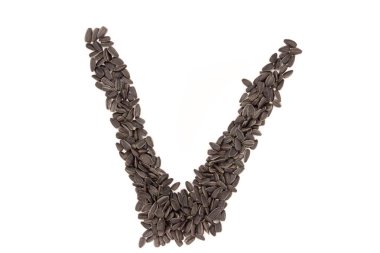 Beyaz arka plan üzerinde izole siyah Ayçekirdeği gelen alfabe