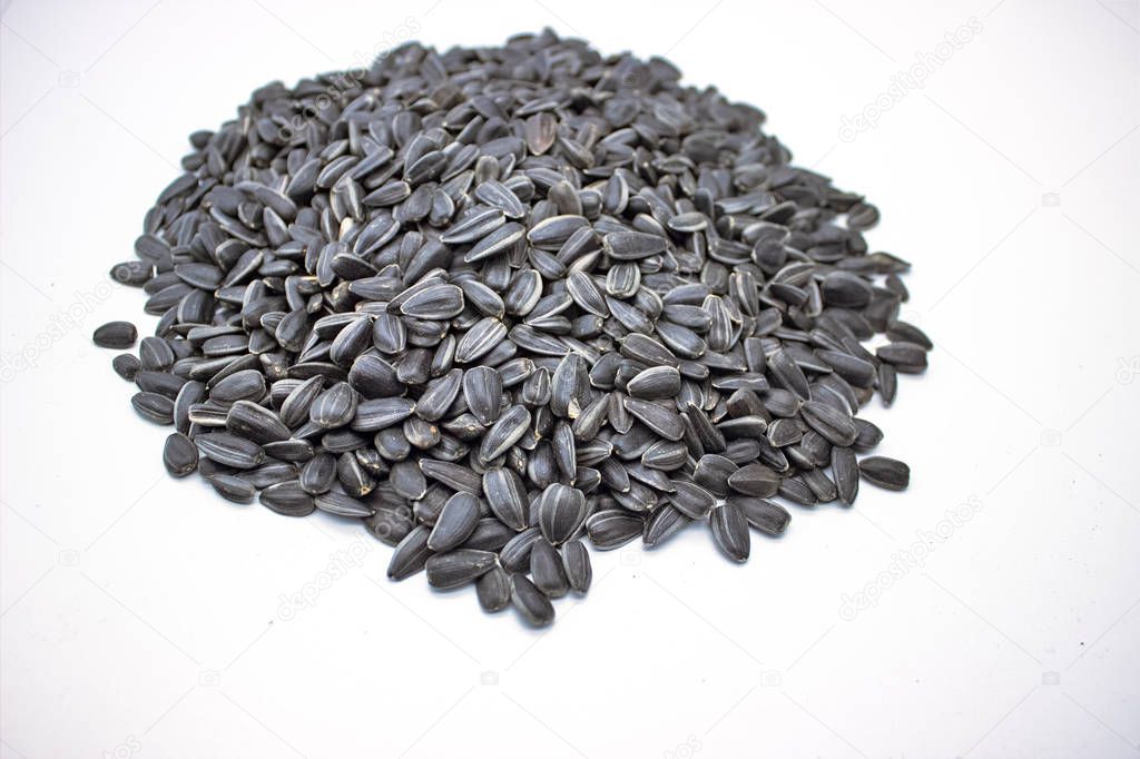 Ripe Sunflower Seeds On A White Background 