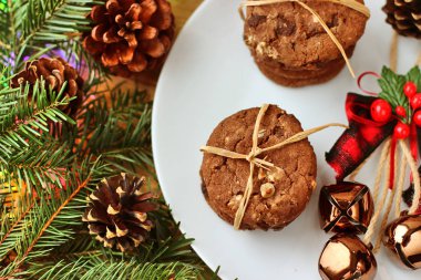 Noel süslemeleri - Noel Baba ve şube için yulaf bisküvi