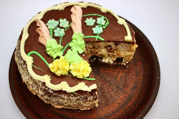 Delicious, decorated with a cream cake. Traditional Ukrainian Ki