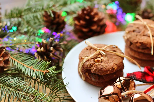 Noel süslemeleri - Noel Baba ve şube için yulaf bisküvi