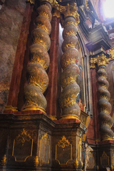 Poznan Poland May 2015 Columns Interiors Fara Poznanska Baroque Parish — 스톡 사진
