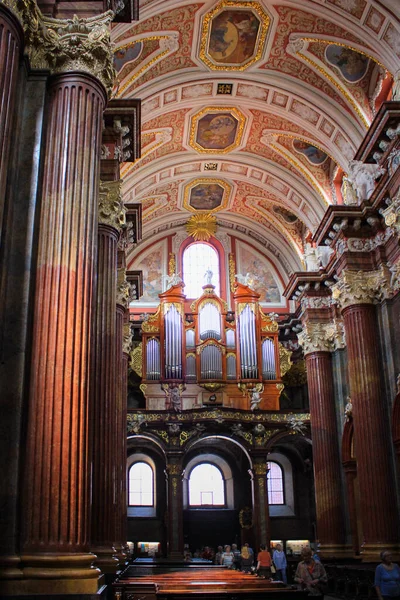Poznan Pologne Mai 2015 Colonnes Intérieurs Une Église Baroque Collégiale — Photo