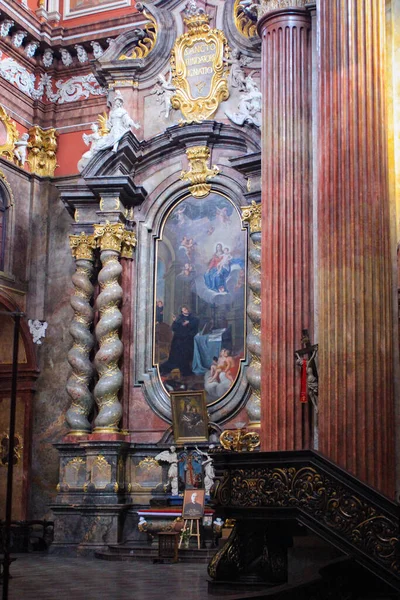 Poznan Pologne Mai 2015 Colonnes Intérieurs Une Église Baroque Collégiale — Photo