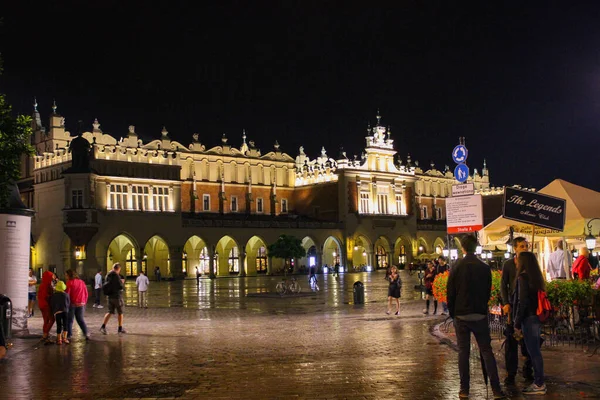 Cracovia Polonia Julio 2016 Vista Plaza Principal Salón Tela Cracovia — Foto de Stock