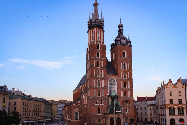 Krakau Polen Juli 2016 Außenfassade Der Basilika Maria Krakau — Stockfoto