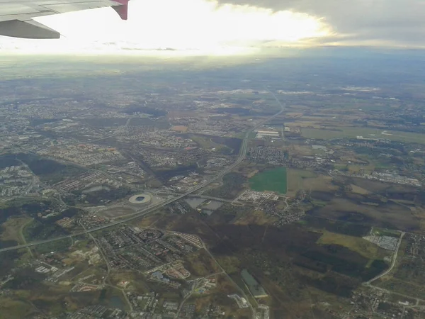 Vue Depuis Fenêtre Avion Pendant Vol — Photo