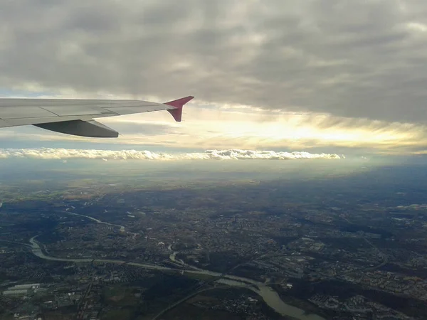 Вид Вікна Літака Під Час Польоту — стокове фото