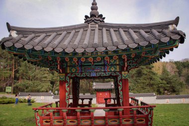 Kyiv, Ukrayna - 16 Nisan 2018: Kore Bahçesinde Yürürken Güzel Manzara