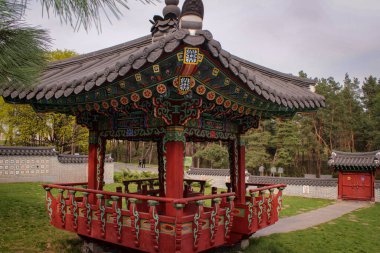 Kyiv, Ukrayna - 16 Nisan 2018: Kore Bahçesinde Yürürken Güzel Manzara