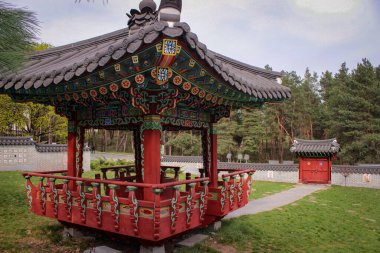 Kyiv, Ukrayna - 16 Nisan 2018: Kore Bahçesinde Yürürken Güzel Manzara