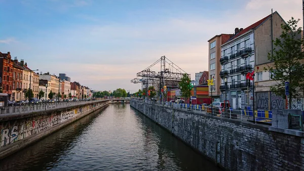 Brüksel Belçika Mayıs 2018 Molenbeek Saint Jean Bölgesindeki Köprüden Kanal — Stok fotoğraf