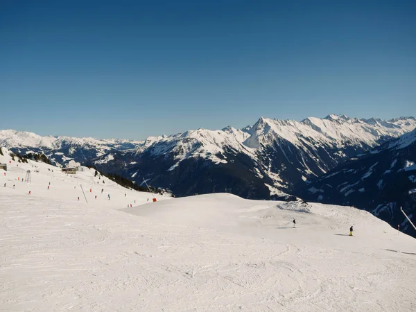 Gran Meseta Pistas Arregladas Estación Esquí Alpino Mayrhofen Austria —  Fotos de Stock