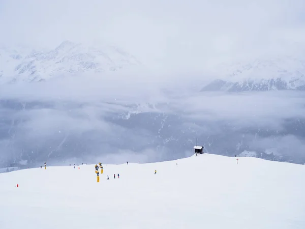 Altos Picos Alpinos Detrás Pistas Esquí Soelden Austria —  Fotos de Stock