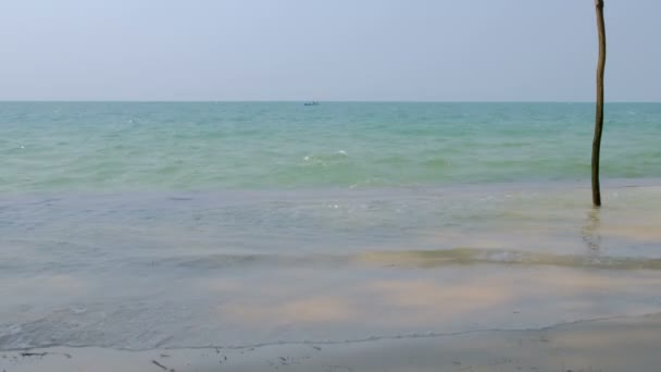 Golven Het Strand Als Achtergrond Mooie Natuurlijke Achtergrond Zomer — Stockvideo