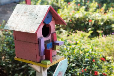 Kuş evi, Closeup house parkta kuşlar için.