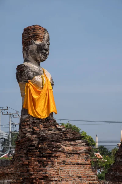 Ayutthaya Antik Buda Heykelleri. — Stok fotoğraf