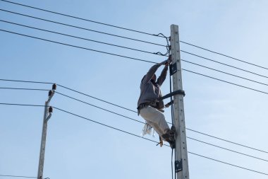 Elektrikgüç Hatları Man Tırmanma.