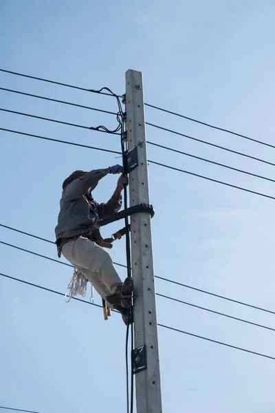 Elektrikgüç Hatları Man Tırmanma.