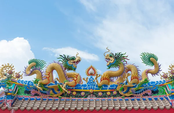 Golden Dragon Statue Chinese Temple Thailand — стокове фото