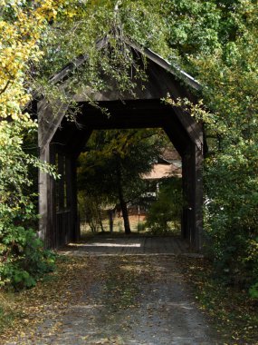 Wooden Covered Bridge in Wolf Creek, Oregon, about 25-miles North of Grants Pass.