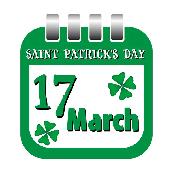 Mart Saint Patrick Day Yeşil Beyaz Yazılı Metin Ile Izole — Stok Vektör