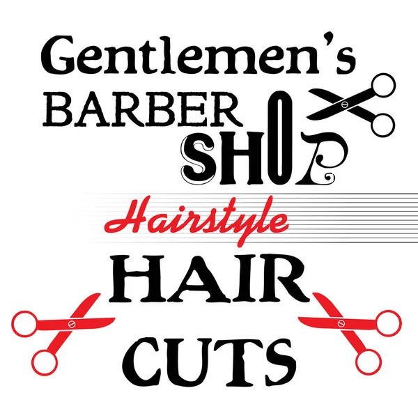 Colorful Background Various Scissors Text Gentlemen Barber Shop Haircuts Written — Stock Vector