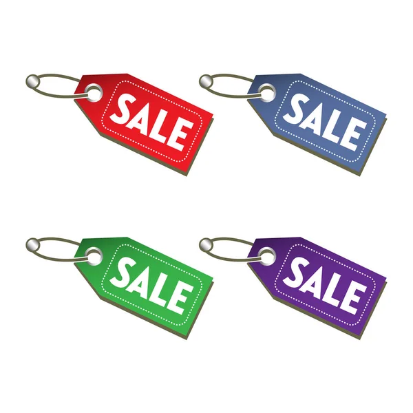 Four Sale Tags Isolated White Background — Stock Vector